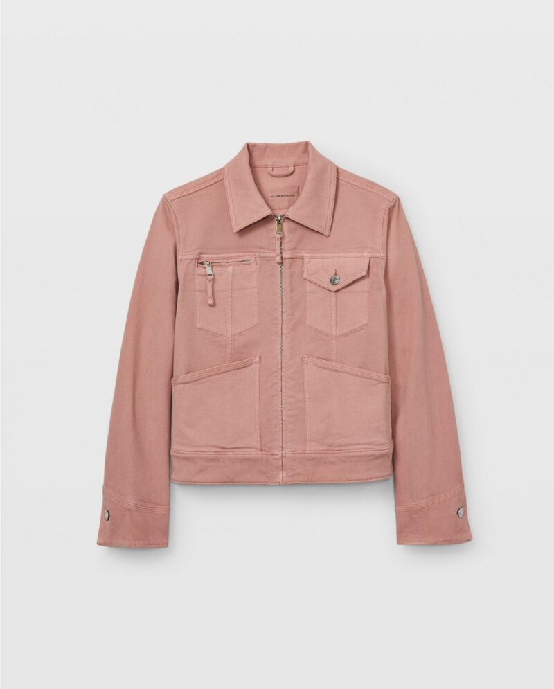 Womens Tea Dyed Zip Front Trucker Jacket Rose Red | Club Monaco Outerwear - Image 3