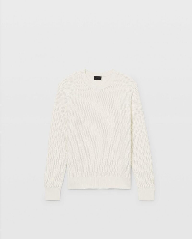 Mens Jacquard Stitch Crew White | Club Monaco Sweaters - Image 3