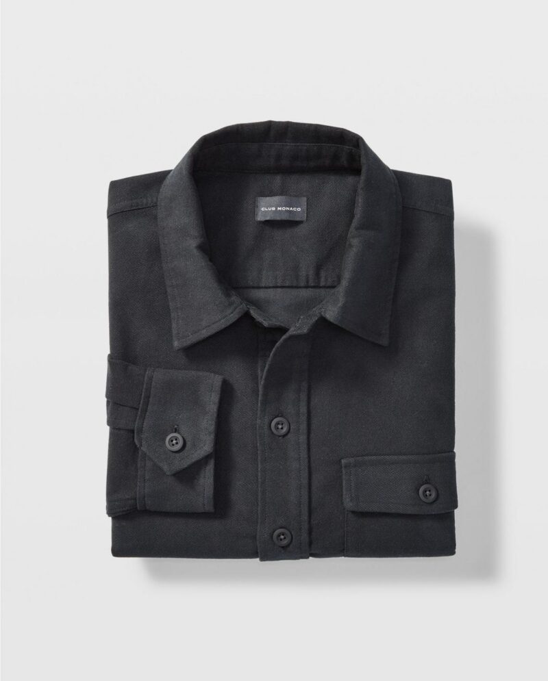 Mens Moleskin Overshirt Black | Club Monaco Shirts - Image 4
