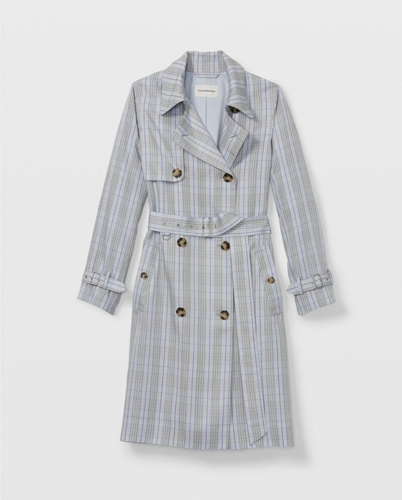 Womens The Plaid Everywear Trench Plaid | Club Monaco Outerwear - Image 3