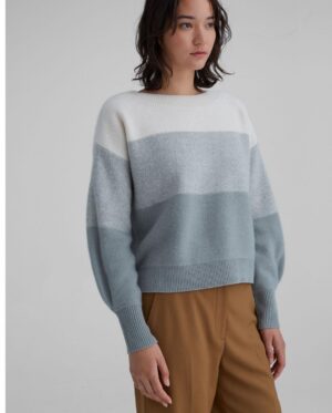 Womens Striped Boiled Cashmere Boatneck Sweater Sea Glass | Club Monaco Cashmere Sweaters