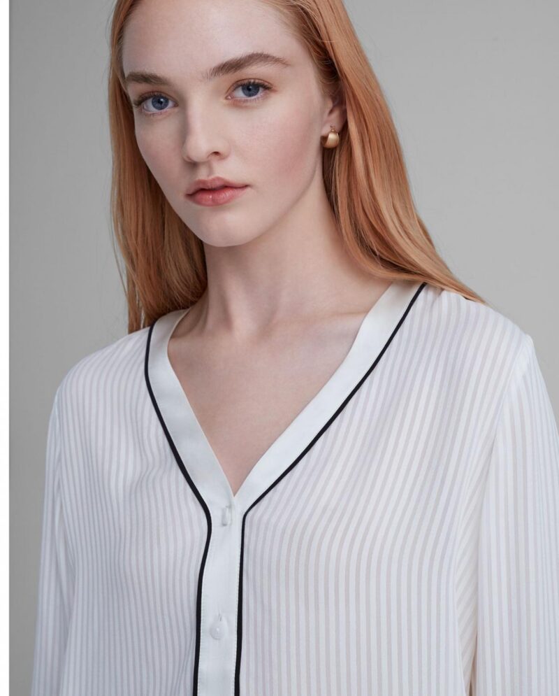 Womens Shadow Stripe Tuxedo Shirt Blanc De Blanc | Club Monaco Shirts - Image 3
