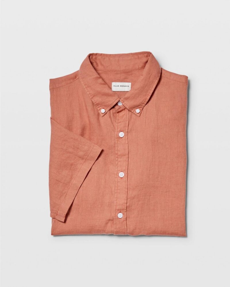 Mens Short Sleeve Linen Shirt Cork | Club Monaco Shirts - Image 2