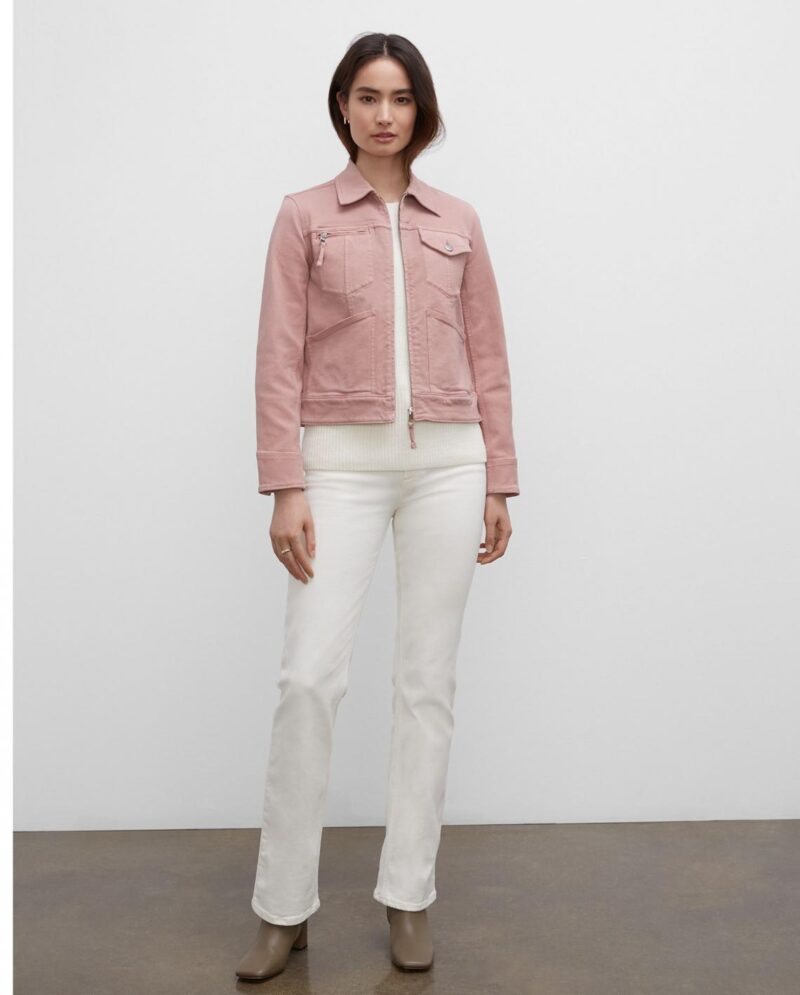 Womens Tea Dyed Zip Front Trucker Jacket Rose Red | Club Monaco Outerwear