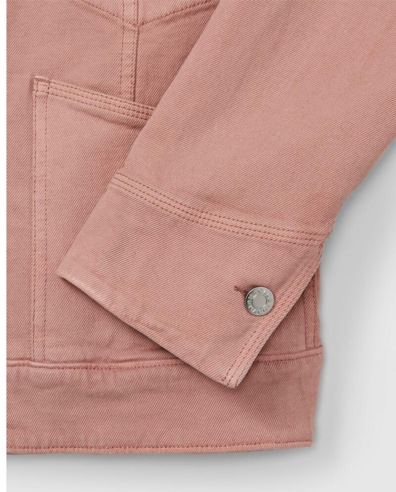 Womens Tea Dyed Zip Front Trucker Jacket Rose Red | Club Monaco Outerwear - Image 5