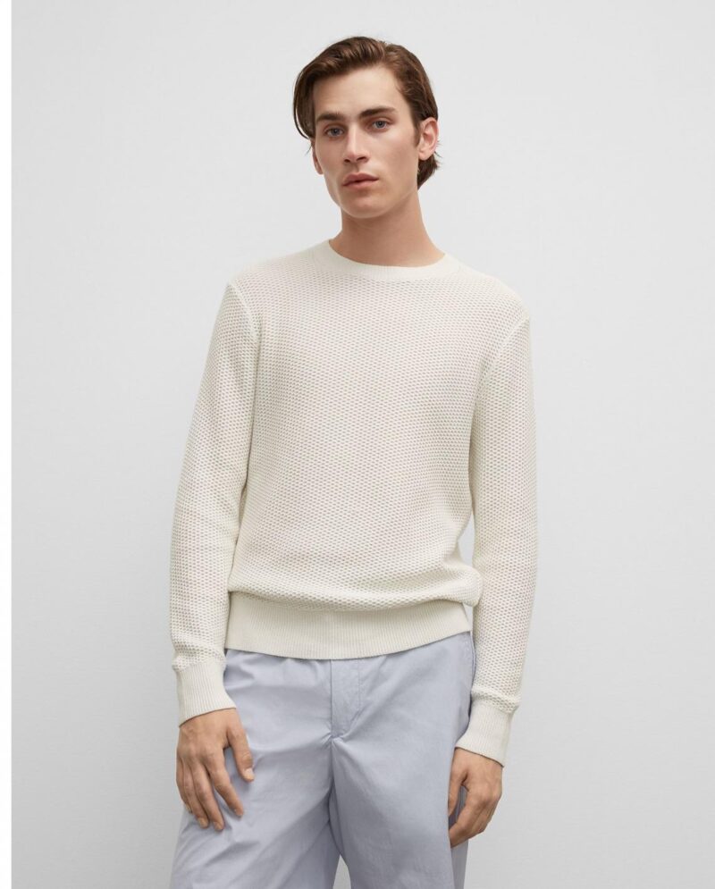 Mens Jacquard Stitch Crew White | Club Monaco Sweaters